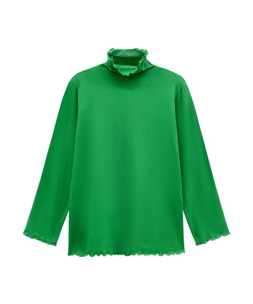 CHUN CHUN NOTES(チュンチュンノーツ)の「フリルハイネック長袖カットソー(Tシャツ/カットソー・レディース・オレンジ/ホワイト/ブラック/グリーン/モカ・F)」の4枚目の写真