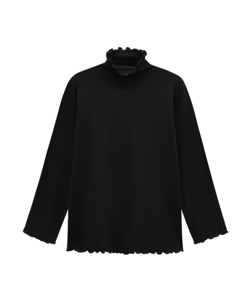 CHUN CHUN NOTES(チュンチュンノーツ)の「フリルハイネック長袖カットソー(Tシャツ/カットソー・レディース・オレンジ/ホワイト/ブラック/グリーン/モカ・F)」の2枚目の写真