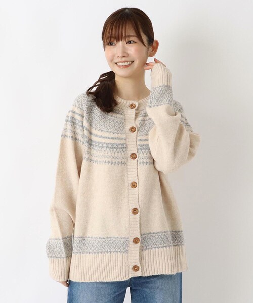 one'sterrace(ワンズテラス)の「求心柄カーディガン(カーディガン/ボレロ・レディース・グレー系その他7/グレー系4/ベージュ系8・02)」の3枚目の写真