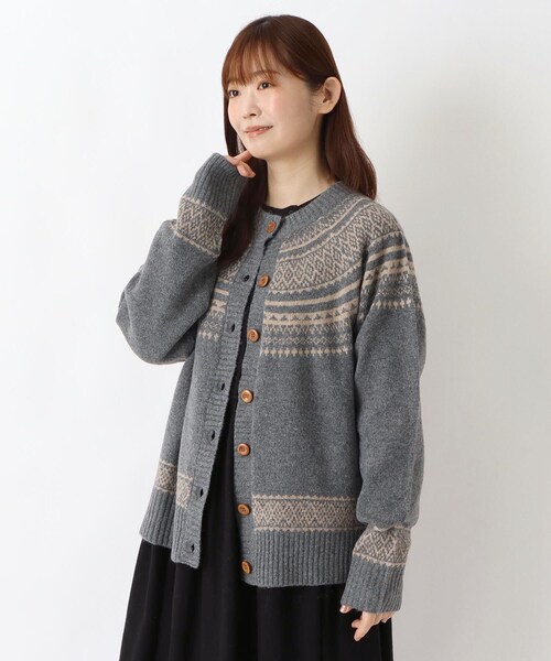 one'sterrace(ワンズテラス)の「求心柄カーディガン(カーディガン/ボレロ・レディース・グレー系その他7/グレー系4/ベージュ系8・02)」の1枚目の写真