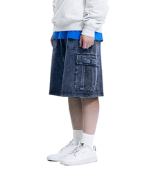 OURPOCKETS（アワーポケッツ）の「Our Pockets Cargo Pocket Sweat Half Pants (Indigo Blue)（その他パンツ）」