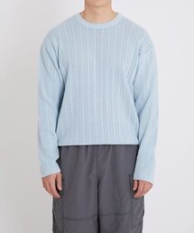 スカシメッシュラウンドニット_BABY BLUE
