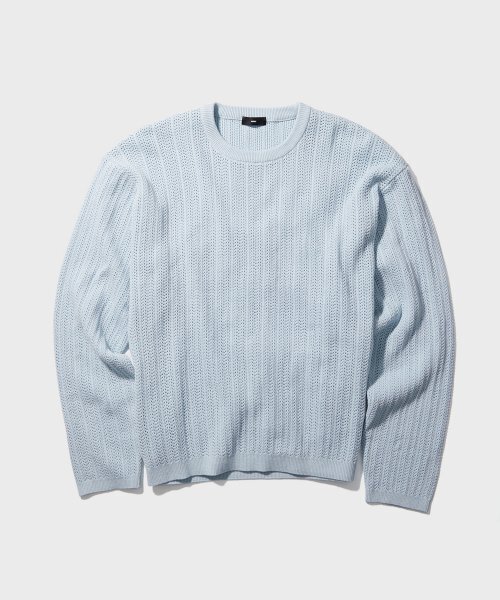 WMC（ダブリューエムシー）の「スカシメッシュラウンドニット_BABY BLUE（ニット/セーター・レディース・スカイブルー・MEDIUM/LARGE/X-LARGE）」の2枚目の写真