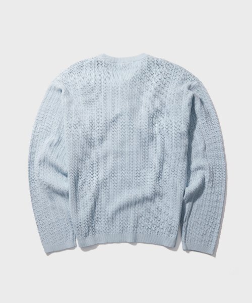 WMC（ダブリューエムシー）の「スカシメッシュラウンドニット_BABY BLUE（ニット/セーター・レディース・スカイブルー・MEDIUM/LARGE/X-LARGE）」の3枚目の写真