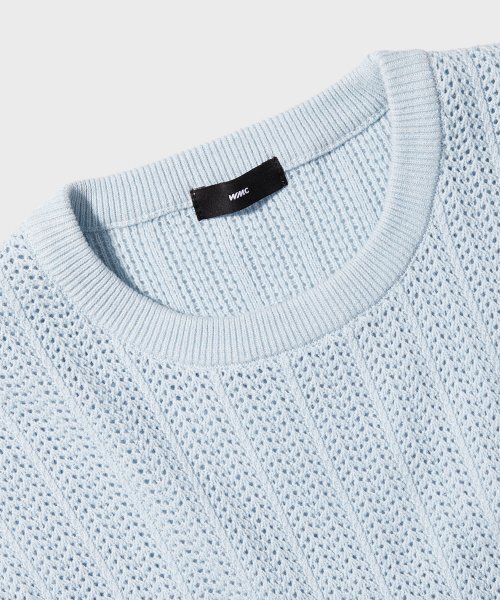 WMC（ダブリューエムシー）の「スカシメッシュラウンドニット_BABY BLUE（ニット/セーター・レディース・スカイブルー・MEDIUM/LARGE/X-LARGE）」の4枚目の写真
