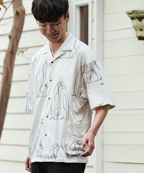 CALL&RESPONSE(コールアンドレスポンス)の「mhs2471- ペンギン アロハシャツ-KOKAGE(262-1214-02)(シャツ/ブラウス・メンズ・ホワイト/ブラック・4/2)」の4枚目の写真