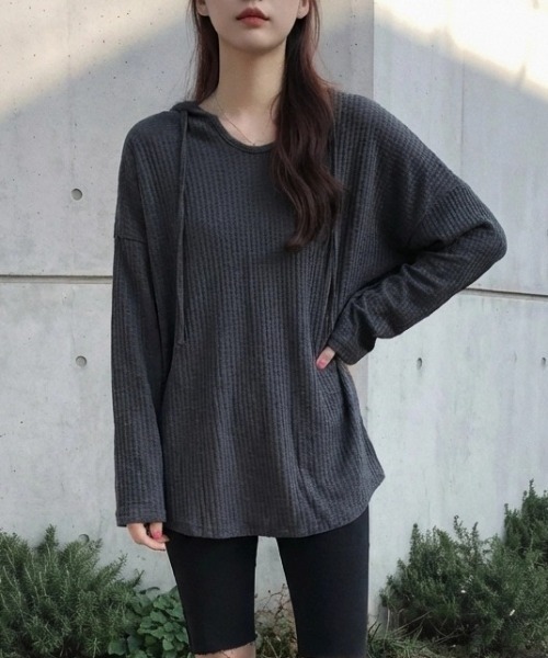 cammie(キャミー)の「シアーワッフルトップス(Tシャツ/カットソー・レディース・ネイビー/ホワイト/カーキ/ブラック・M/L)」の13枚目の写真