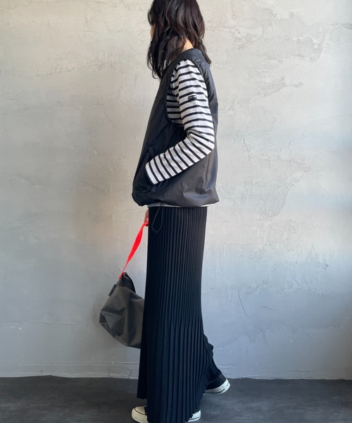 DANTON（ダントン）の「[DANTON/ダントン] ナイロンタフタ インサレーションノーカラーベスト（ベスト・レディース・ブラック/グレイッシュベージュ・XL/L/M）」の12枚目の写真