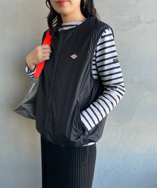 DANTON（ダントン）の「[DANTON/ダントン] ナイロンタフタ インサレーションノーカラーベスト（ベスト・レディース・ブラック/グレイッシュベージュ・XL/L/M）」の8枚目の写真