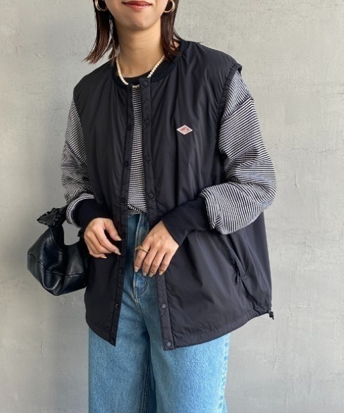 DANTON（ダントン）の「[DANTON/ダントン] ナイロンタフタ インサレーションノーカラーベスト（ベスト・レディース・ブラック/グレイッシュベージュ・XL/L/M）」の18枚目の写真