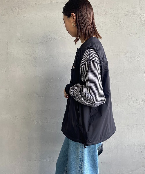 DANTON（ダントン）の「[DANTON/ダントン] ナイロンタフタ インサレーションノーカラーベスト（ベスト・レディース・ブラック/グレイッシュベージュ・XL/L/M）」の19枚目の写真