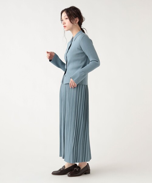 BEAMS HEART(ビームスハート)の「襟付き リブニット × スカート(セットアイテム)(ワンピース・レディース・サックスブルー/グレー/ネイビー・FREE)」の6枚目の写真