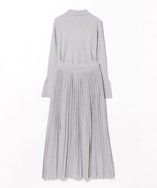 BEAMS HEART(ビームスハート)の「襟付き リブニット × スカート(セットアイテム)(ワンピース・レディース・サックスブルー/グレー/ネイビー・FREE)」の8枚目の写真