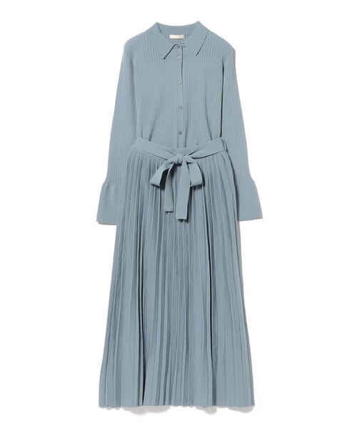 BEAMS HEART(ビームスハート)の「襟付き リブニット × スカート(セットアイテム)(ワンピース・レディース・サックスブルー/グレー/ネイビー・FREE)」の10枚目の写真