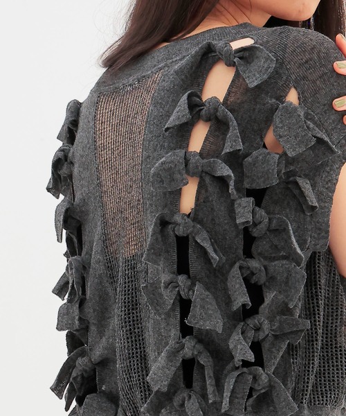 DRESSLAVE（ドレスレイブ）の「monster ribbon knit(モンスターリボンニット)（ニット/セーター・レディース・ブラック/ベージュ・38）」の7枚目の写真