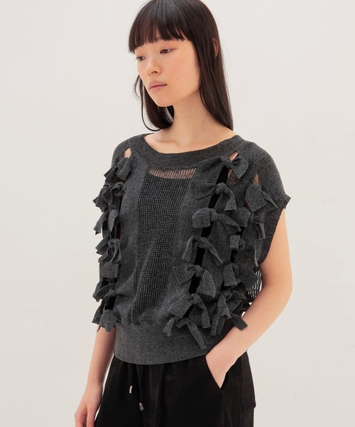DRESSLAVE（ドレスレイブ）の「monster ribbon knit(モンスターリボンニット)（ニット/セーター・レディース・ブラック/ベージュ・38）」の11枚目の写真