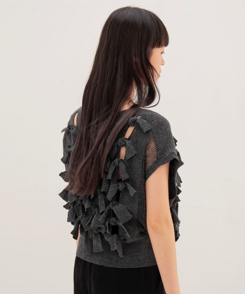 DRESSLAVE（ドレスレイブ）の「monster ribbon knit(モンスターリボンニット)（ニット/セーター・レディース・ブラック/ベージュ・38）」の13枚目の写真