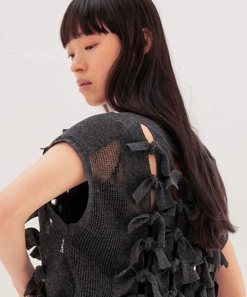 DRESSLAVE（ドレスレイブ）の「monster ribbon knit(モンスターリボンニット)（ニット/セーター・レディース・ブラック/ベージュ・38）」の15枚目の写真