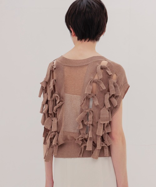 DRESSLAVE（ドレスレイブ）の「monster ribbon knit(モンスターリボンニット)（ニット/セーター・レディース・ブラック/ベージュ・38）」の18枚目の写真