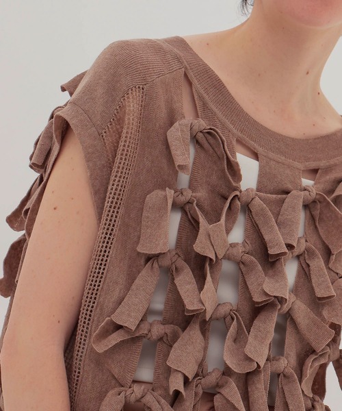 DRESSLAVE（ドレスレイブ）の「monster ribbon knit(モンスターリボンニット)（ニット/セーター・レディース・ブラック/ベージュ・38）」の19枚目の写真