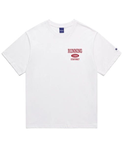STAFF ONLY(スタッフオンリー)の「RUNING SMALL LOGO TEE (WHITE-RED)(Tシャツ/カットソー・メンズ・その他・MEDIUM/LARGE)」の1枚目の写真