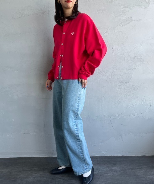 DANTON（ダントン）の「【WEB先行予約】[DANTON/ダントン] ドットボタン クルーネックスウェットカーディガン（カーディガン/ボレロ・レディース・チャコールグレー/レッド/オフホワイト・38）」の6枚目の写真