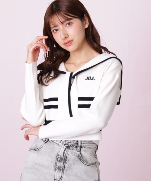 JILL by JILL STUART（ジルバイジルスチュアート）の「◇セーラーカラーニット（ニット/セーター・レディース・グレー系その他/ホワイト系その他/レッド系その他・FREE）」の2枚目の写真
