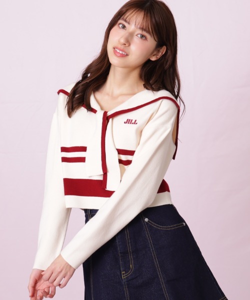 JILL by JILL STUART（ジルバイジルスチュアート）の「◇セーラーカラーニット（ニット/セーター・レディース・グレー系その他/ホワイト系その他/レッド系その他・FREE）」の7枚目の写真