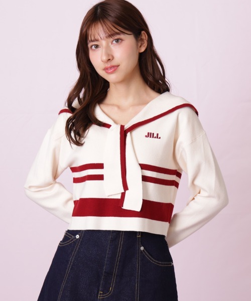 JILL by JILL STUART（ジルバイジルスチュアート）の「◇セーラーカラーニット（ニット/セーター・レディース・グレー系その他/ホワイト系その他/レッド系その他・FREE）」の4枚目の写真