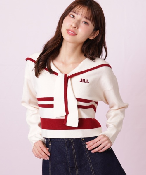 JILL by JILL STUART（ジルバイジルスチュアート）の「◇セーラーカラーニット（ニット/セーター・レディース・グレー系その他/ホワイト系その他/レッド系その他・FREE）」の6枚目の写真