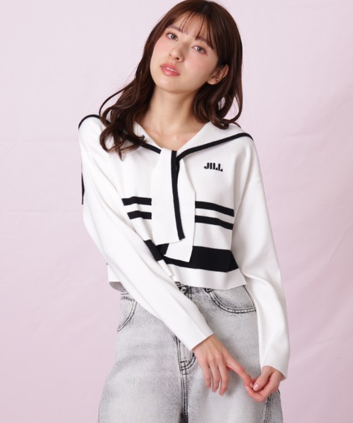 JILL by JILL STUART（ジルバイジルスチュアート）の「◇セーラーカラーニット（ニット/セーター・レディース・グレー系その他/ホワイト系その他/レッド系その他・FREE）」の16枚目の写真