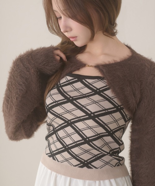 Ambre Neige(アンブルネージュ)の「shaggy Bolero & plaid pattern knit camisole set / シャギーボレロ&チェックニットキャミソールセット(ニット/セーター・レディース・ブラック/ブラウン系その他/アイボリー・FREE)」の22枚目の写真