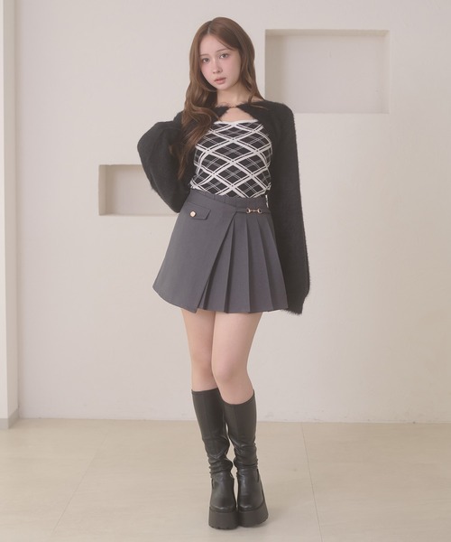 Ambre Neige(アンブルネージュ)の「shaggy Bolero & plaid pattern knit camisole set / シャギーボレロ&チェックニットキャミソールセット(ニット/セーター・レディース・ブラック/ブラウン系その他/アイボリー・FREE)」の19枚目の写真