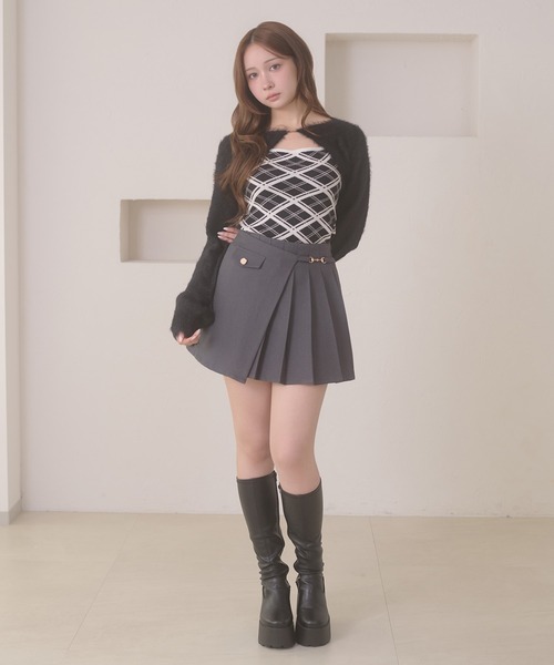 Ambre Neige(アンブルネージュ)の「shaggy Bolero & plaid pattern knit camisole set / シャギーボレロ&チェックニットキャミソールセット(ニット/セーター・レディース・ブラック/ブラウン系その他/アイボリー・FREE)」の20枚目の写真