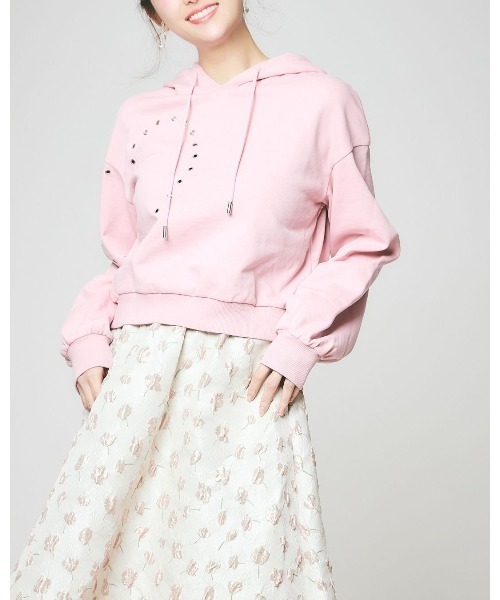 LANTINAM(ランティナム)の「【UNISEX】Heart Studs Hoodie(パーカー・レディース・ピンク/チャコールグレー・MEDIUM/LARGE)」の10枚目の写真