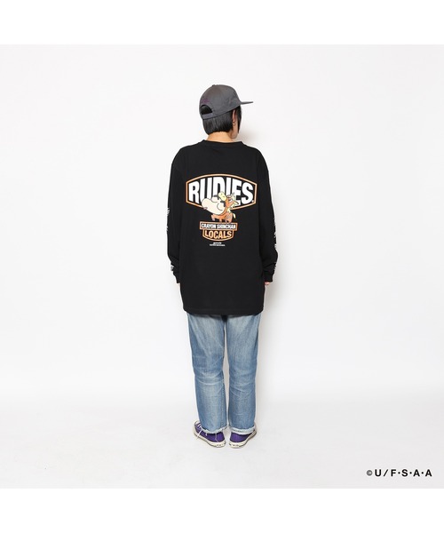 RUDIE'S(ルーディーズ)の「RUDIE'S x CRAYON SHINCHAN HORSE LSTEE/ルーディーズ×クレヨンしんちゃん ホース ロングスリーブTシャツ(Tシャツ/カットソー・メンズ・ブラック/ホワイト・L/M/XXL/XL)」の2枚目の写真