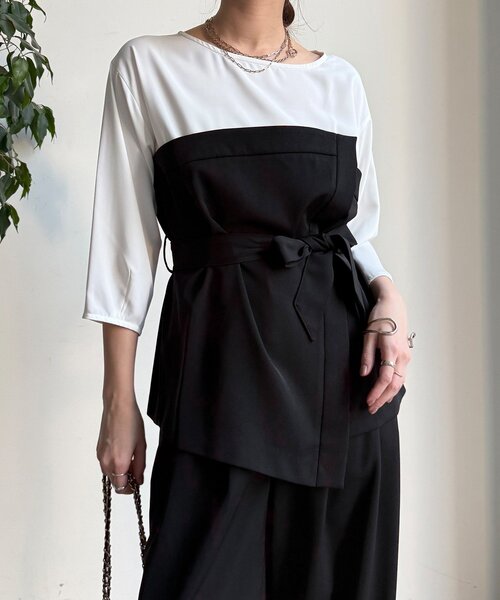 DouDou（ドゥドゥ）の「【WEB限定/オケージョン対応】セットアップ（セットアップ・レディース・ブラック/ベージュ・38/36）」の2枚目の写真