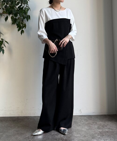 DouDou（ドゥドゥ）の「【WEB限定/オケージョン対応】セットアップ（セットアップ・レディース・ブラック/ベージュ・38/36）」の3枚目の写真