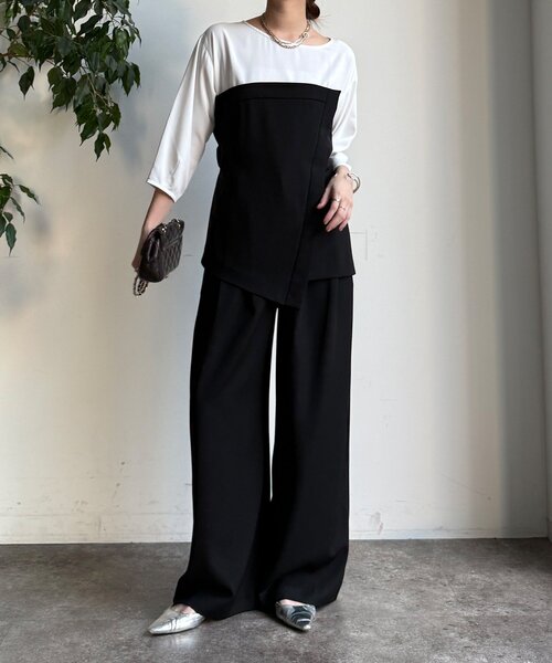 DouDou（ドゥドゥ）の「【WEB限定/オケージョン対応】セットアップ（セットアップ・レディース・ブラック/ベージュ・38/36）」の4枚目の写真