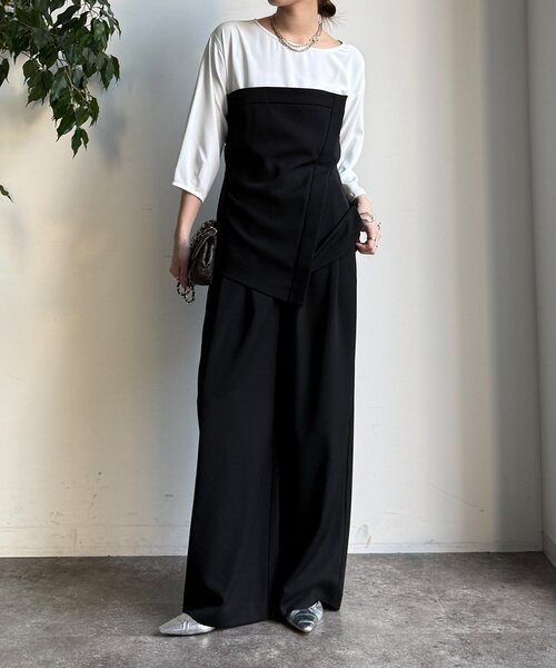 DouDou（ドゥドゥ）の「【WEB限定/オケージョン対応】セットアップ（セットアップ・レディース・ブラック/ベージュ・38/36）」の6枚目の写真