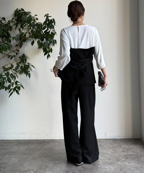 DouDou（ドゥドゥ）の「【WEB限定/オケージョン対応】セットアップ（セットアップ・レディース・ブラック/ベージュ・38/36）」の7枚目の写真