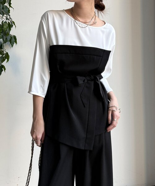 DouDou（ドゥドゥ）の「【WEB限定/オケージョン対応】セットアップ（セットアップ・レディース・ブラック/ベージュ・38/36）」の8枚目の写真