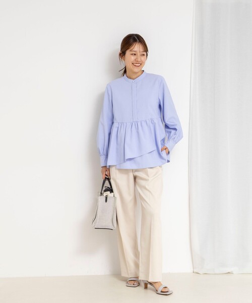 NOLLEY’S(ノーリーズ)の「《セットアップ対応》ウォッシャブルジョーゼットタックパンツ(その他パンツ・レディース・ネイビー/アイボリー・36/38)」の6枚目の写真