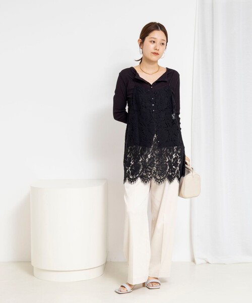 NOLLEY’S(ノーリーズ)の「《セットアップ対応》ウォッシャブルジョーゼットタックパンツ(その他パンツ・レディース・ネイビー/アイボリー・36/38)」の14枚目の写真