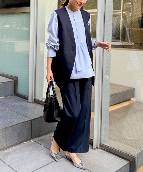 NOLLEY’S(ノーリーズ)の「《セットアップ対応》ウォッシャブルジョーゼットタックパンツ(その他パンツ・レディース・ネイビー/アイボリー・36/38)」の16枚目の写真