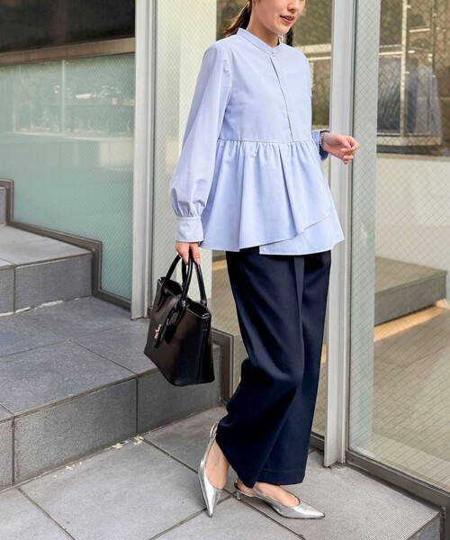 NOLLEY’S(ノーリーズ)の「《セットアップ対応》ウォッシャブルジョーゼットタックパンツ(その他パンツ・レディース・ネイビー/アイボリー・36/38)」の18枚目の写真