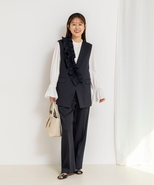 NOLLEY’S(ノーリーズ)の「《セットアップ対応》ウォッシャブルジョーゼットタックパンツ(その他パンツ・レディース・ネイビー/アイボリー・36/38)」の22枚目の写真