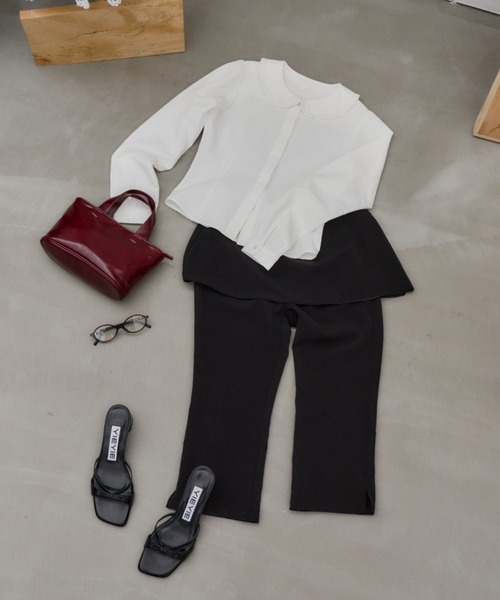 GIUNON（ジウノン）の「layerd frill capri pants / レイヤードフリルカプリパンツ（その他パンツ・レディース・ブラック・0/1）」の5枚目の写真