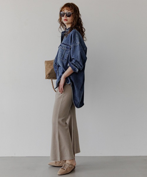 BAYFLOW（ベイフロー）の「ブークレストレッチフレアパンツ（その他パンツ・レディース・グレイッシュベージュ/ブラック・SMALL/MEDIUM）」の22枚目の写真