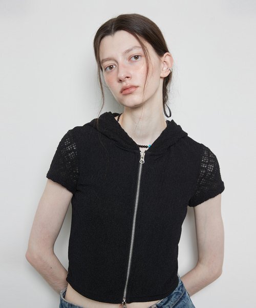 LARTIGENT(ラーティゼン)の「L3 LACE HOOD ZIP-UP(BLACK)(その他アウター・レディース・その他・FREE)」の1枚目の写真